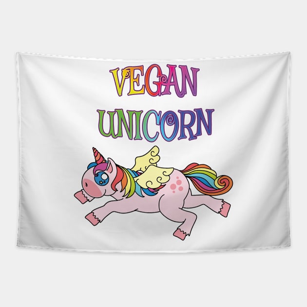 Vegan Unicorn Tapestry by sparklefruit