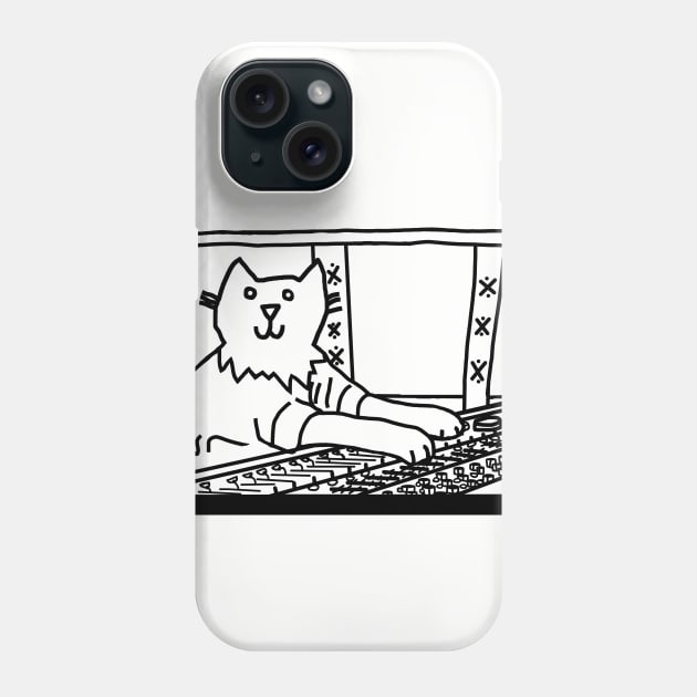 Music Producer Cat Line Drawing Phone Case by ellenhenryart