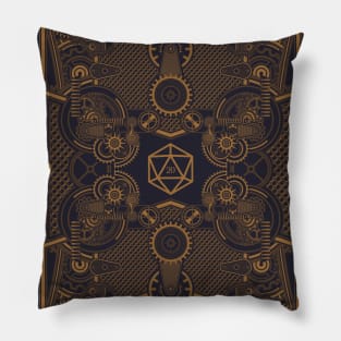 Vintage Polyhedral 20 Sided Dice Steampunk Pillow