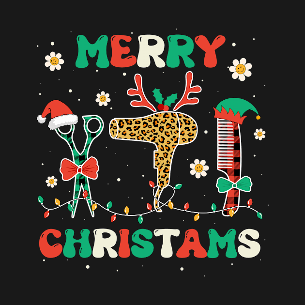 Merry Christmas Hairstylist Groovy Hairdresser Barber Xmas by ArifLeleu