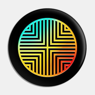 Neon Geometric Glyph Mandala Sigil Rune Sign Seal Cyan Red and Yellow  -  045 Pin