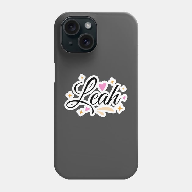 Leah name cute design Phone Case by BrightLightArts