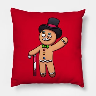 Gingerbread Man With Mustache And Top Hat Pillow
