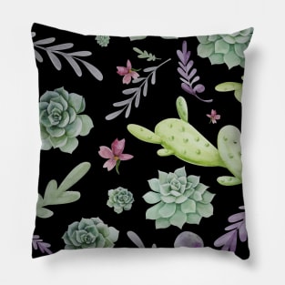 Cactus and Wreath Watercolor Pattern 3 Pillow