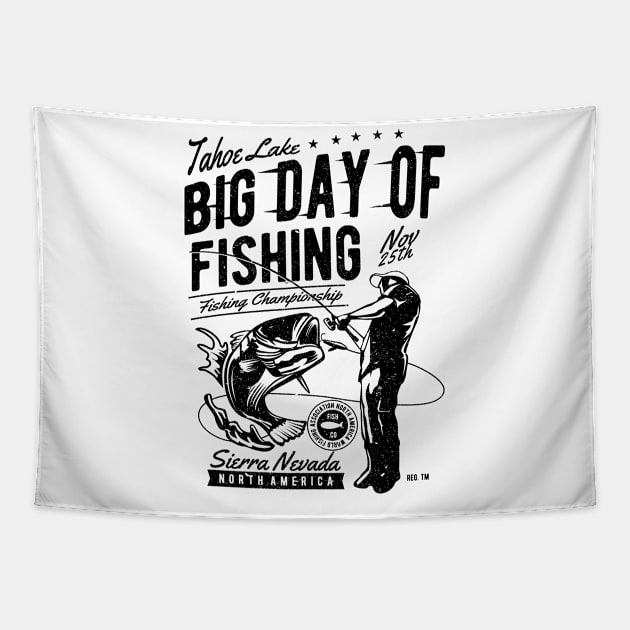 Tahoe Lake Fishing Sierra Nevada Fishing Championship Tapestry by MrWatanabe