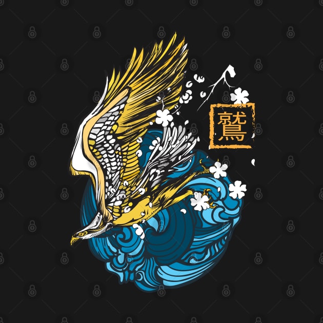 Eagle Japanese style. Japan traditional art and couture by Longgilbert