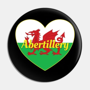 Abertillery Wales UK Welsh Flag Heart Pin