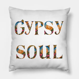 Gypsy Soul - Hippy Trippy Flower Power Artwork by Free Spirits and Hippies Pillow