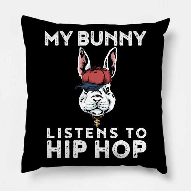 Hip Hop Bunny Funny Rap Gift Pillow by CatRobot