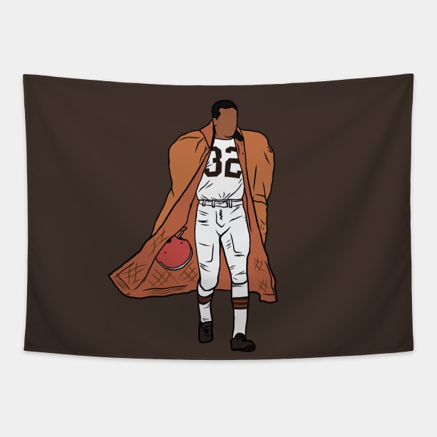 Jim Brown Iconic Walk-Off Tapestry by rattraptees