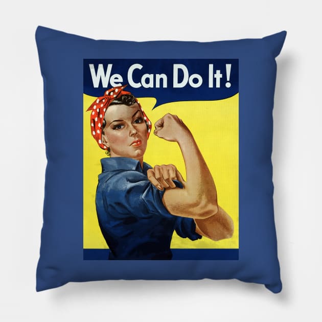 Comic Book Style Restored Rosie The Riveter WWII Print Pillow by vintageposterco
