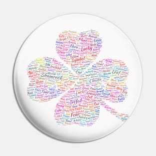 Shamrock Leaf Silhouette Shape Text Word Cloud Pin