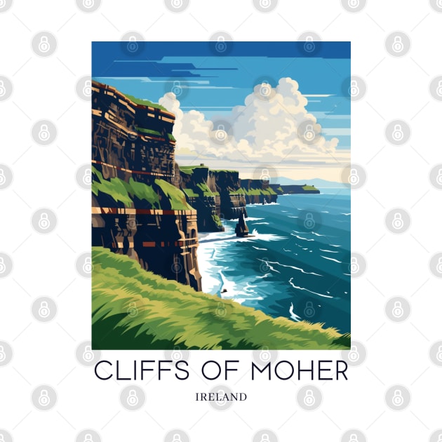 A Pop Art Travel Print of the Cliffs of Moher - The Burren - Ireland by Studio Red Koala