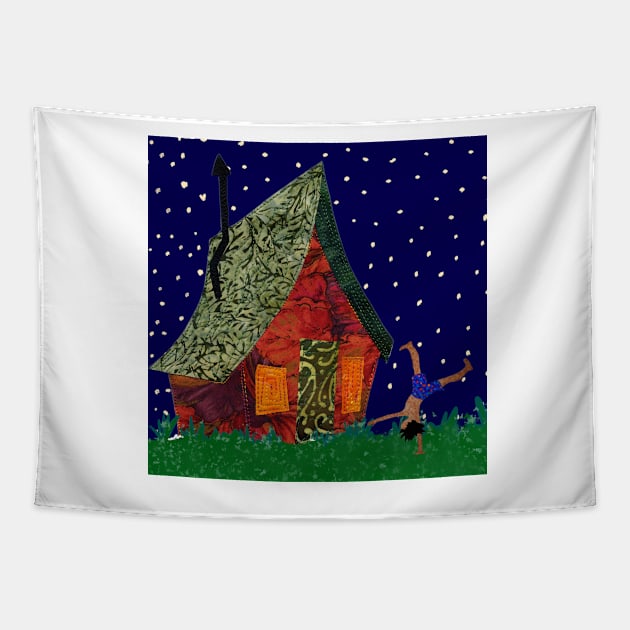 Cartwheels on a starry night Tapestry by MegMarchiando