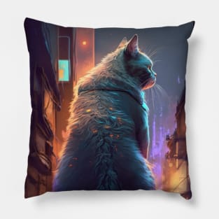 Cat Animal Portrait Painting Wildlife Outdoors Adventure Pillow