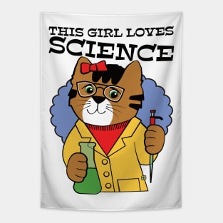 This Girl Loves Science Cute Cat Tapestry
