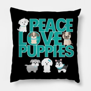 Peace love puppies paw print Pillow
