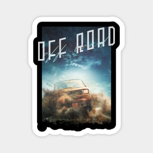 Off Road Vehicle Text in Dark Black background Magnet