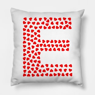 Letter E Heart Shape Initial Pillow