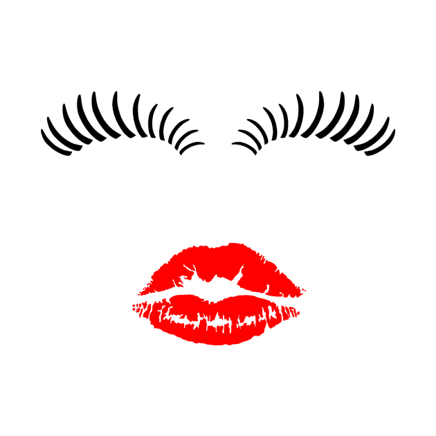 Lipstick Kiss and Eyelashes by sweetsixty