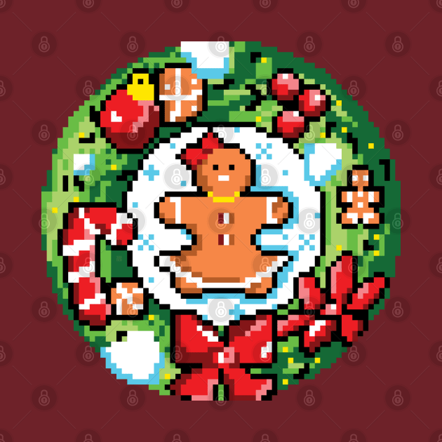 Pixel Art Christmas Gingerbread girl by enchantedrealm