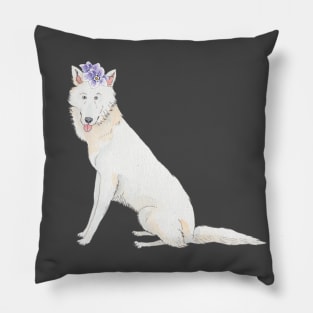 White Swiss shepherd dog Pillow