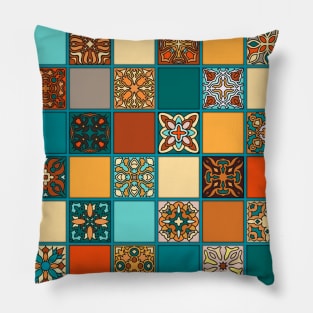 Vintage patchwork with floral mandala elements Pillow