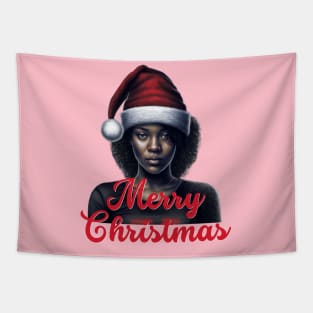 Black Woman Santa, Black Mrs Santa Claus, African American Santa Tapestry