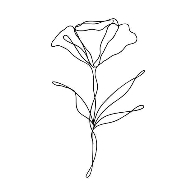 Wildflower Line Art | Floral Botanical Minimalist Lineart by RachelFCreative