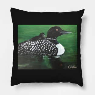 Loon and chick Pillow