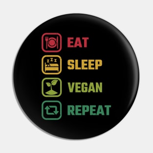 Eat Sleep Vegan Pin