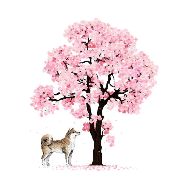 Shiba Inu Dog Japanese Cherry Blossom Sakura Flower Tree - Sakura - Phone Case