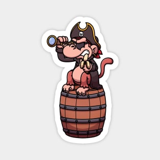 Pirate Monkey Sitting On Barrel Magnet