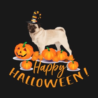 Happy Halloween Pug Fall Design T-Shirt