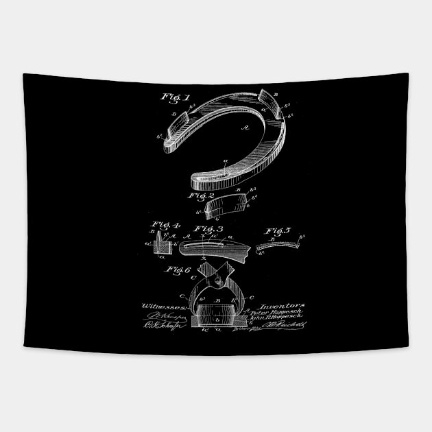 Horse Shoe Vintage Patent Drawing Tapestry by TheYoungDesigns