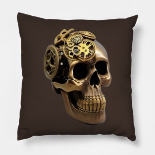 Metal Machine Gears Skull Steampunk Pillow