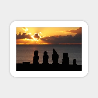 Sunset at Tahai Site - Rapa Nui - Easter Island Magnet