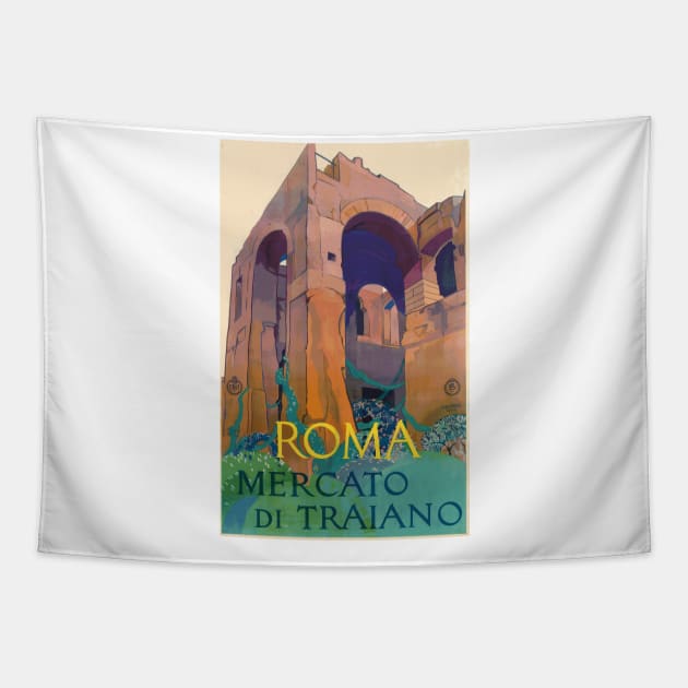 Roma - Mercato di Traiano, Italy - Vintage Travel Poster Design Tapestry by Naves