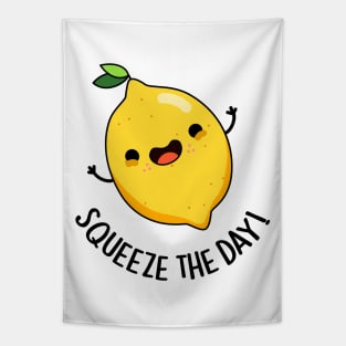 Squeeze The Day Cute Lemon Pun Tapestry