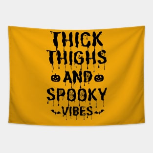 Thick Thighs and Spooky Vibes Halloween Tapestry