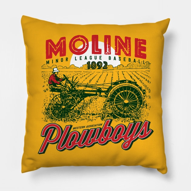 Moline Plowboys Pillow by MindsparkCreative