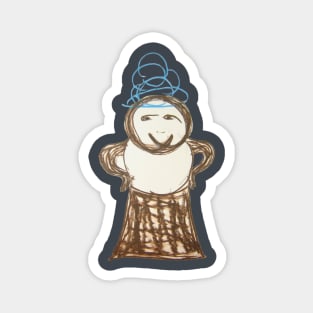 quirky blue hair character Magnet