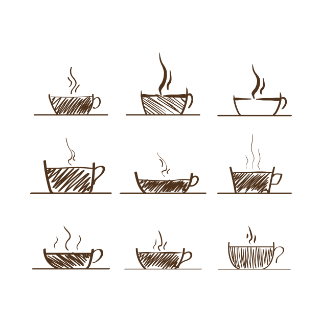 Set of Coffee and Tea Cup Sketchy Drawing by diplikaya