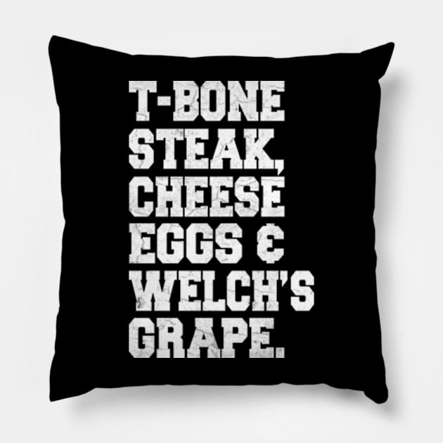 T-Bone Steak, Cheese Eggs, Welch's Grape - Guest Check Pillow by Rainbowmart