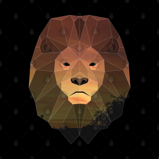 Lion Low Poly Double Exposure Art by Jay Diloy