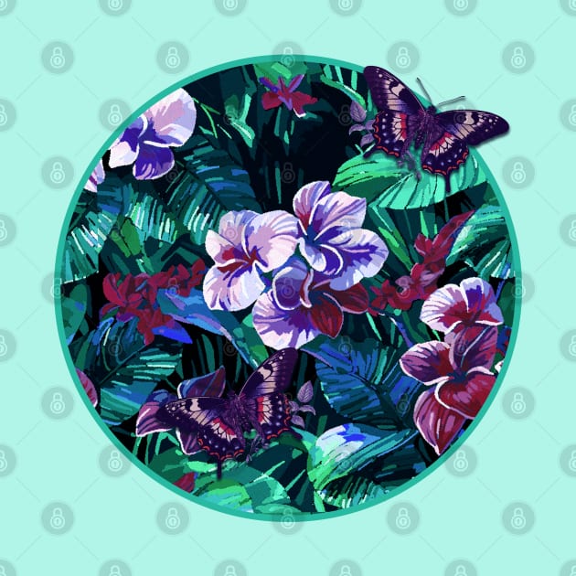 Midnight Mahalo Plumerias by Nina May Design Studio