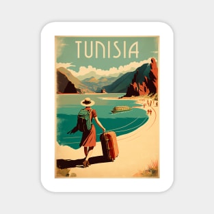Tunisia Coastline Vintage Travel Art Poster Magnet