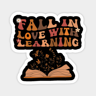 Fall In Love With Learning Flower Book Teacher Wavy Groovy Magnet