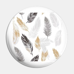 black, gold, white and gray feathers Pin