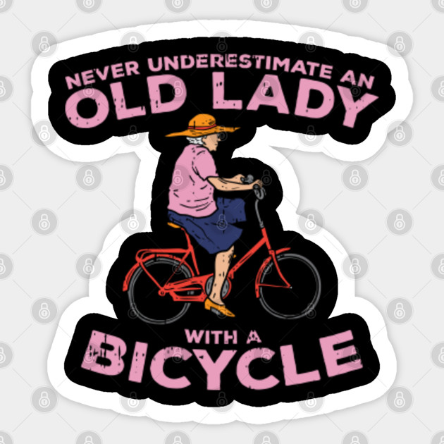 old lady on bike
